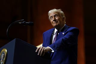 President Donald speaks at the Republican Governors Association meeting at the National Building Museum in Washington